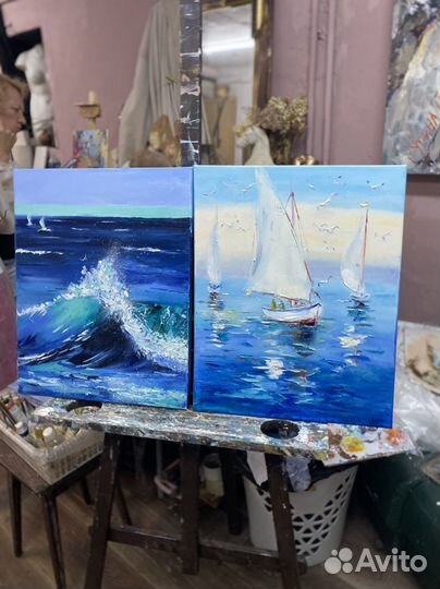 Две картины морской пейзаж 40/50