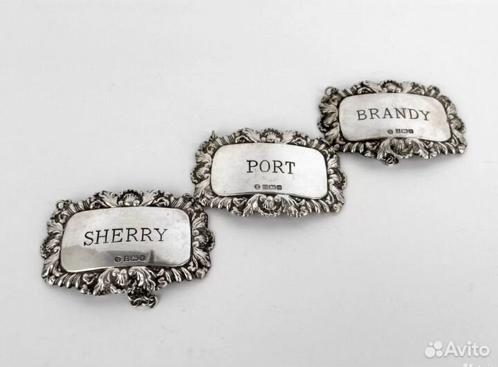 Старинные лейблы для бутылок, Англия, серебро,1886