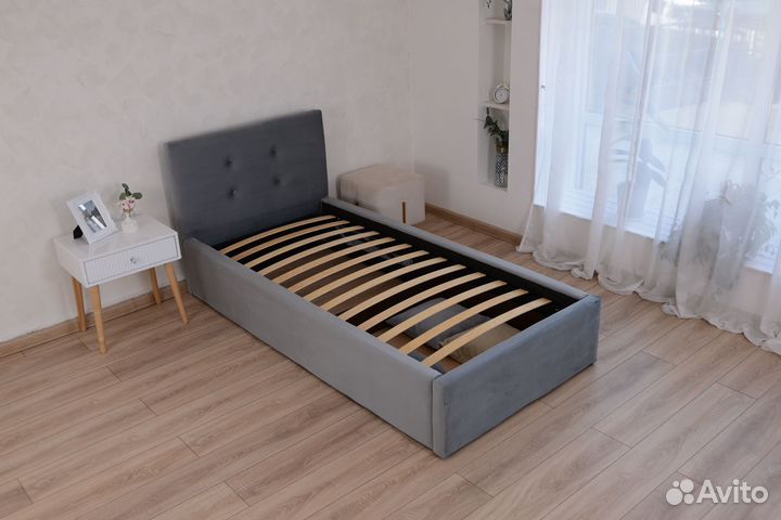 Кровать с матрасом 90х200 Роза велюр