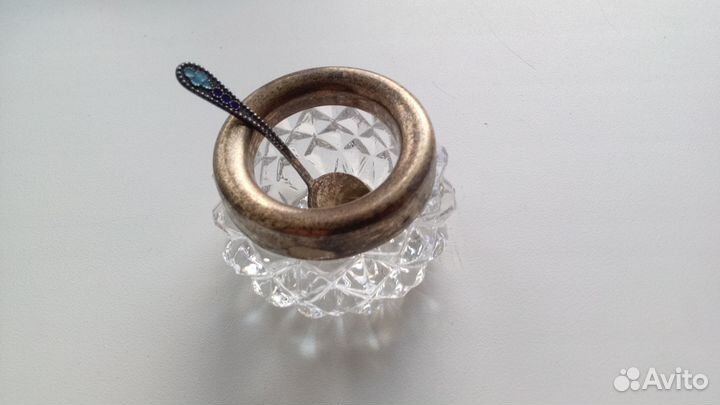 Солонка.Хрусталь.Серебро 875.СССР