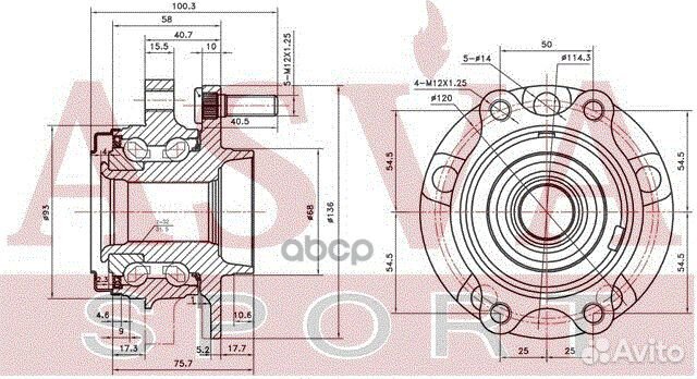 Ступица передняя с магнитным кольцом абс nswh-Z