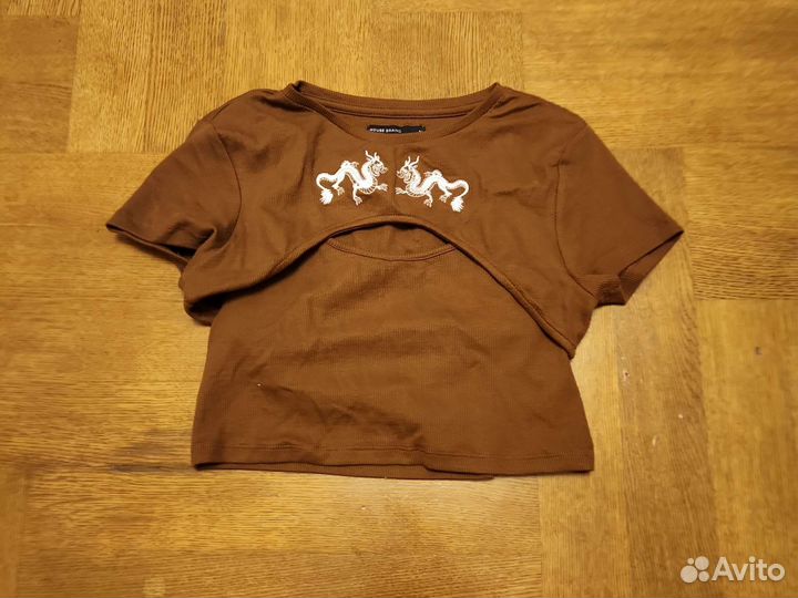 Топ с вырезом и накидка каричневые house brand