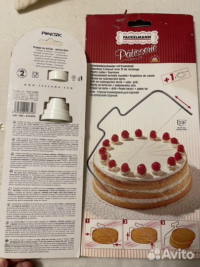 Нож-струна кулинарный д/коржей и помпа для кетчупа