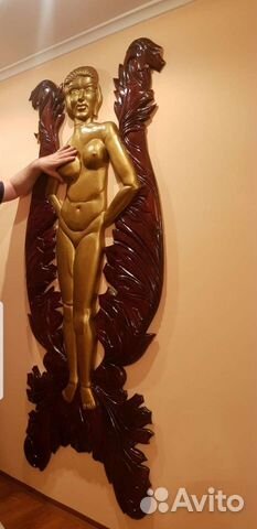 Панно Антикварное деревянное резное винтажное