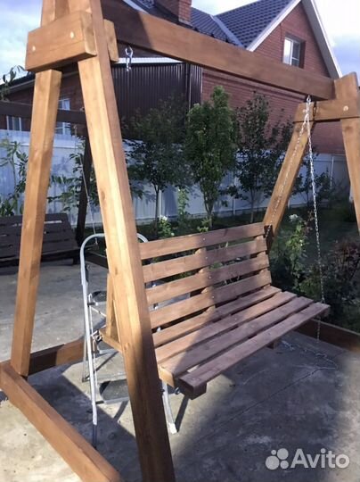 Садовые качели деревянные