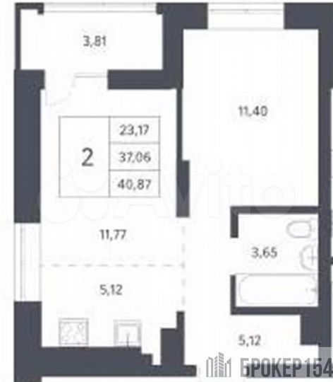 1-к. квартира, 37,1 м², 6/21 эт.