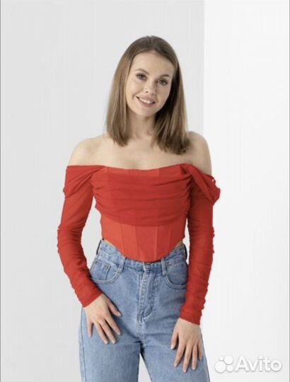Топ корсет красный