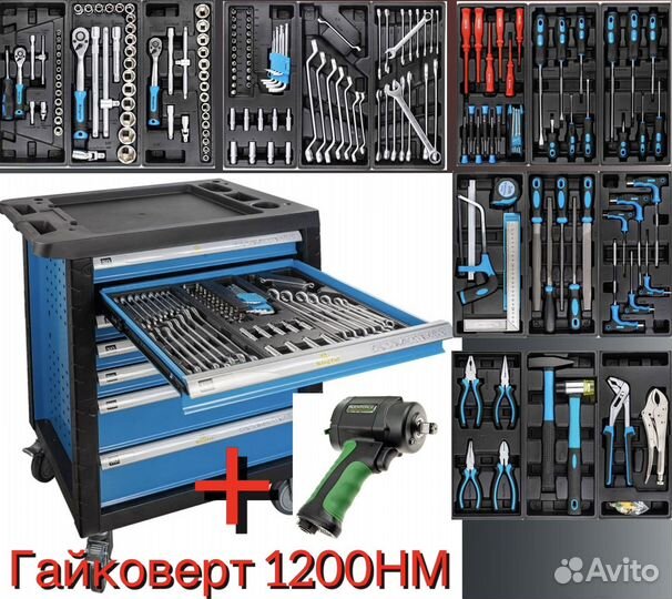 Тележка с инструментом + Гайковерт 1450Нм Force
