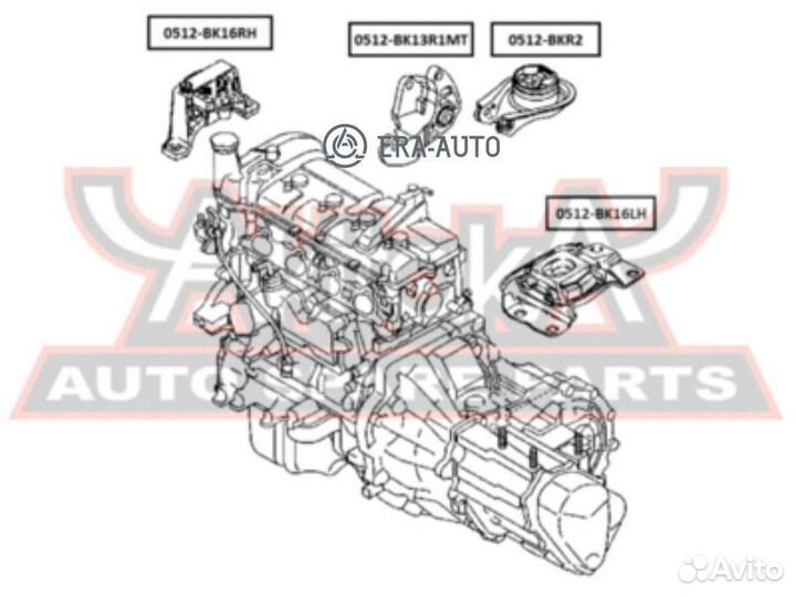 Asva 0512-BK16LH подушка двигателя левая