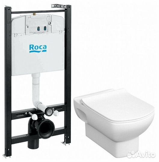 Унитаз подвесной Roca Dama Senso 893104680 с инсталляцией, с крышкой микролифт