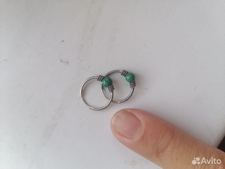 Серьги серебро малахит