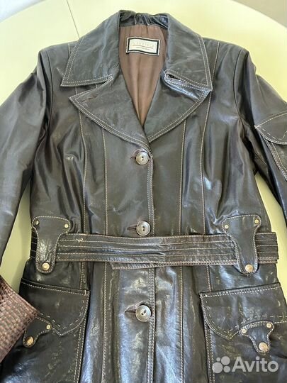 Куртка кожаная женская 46 48 коричневая