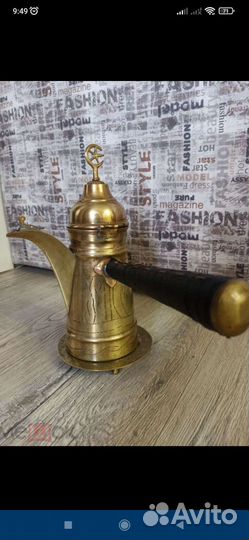 Турка с подставкой, винтаж, латунь