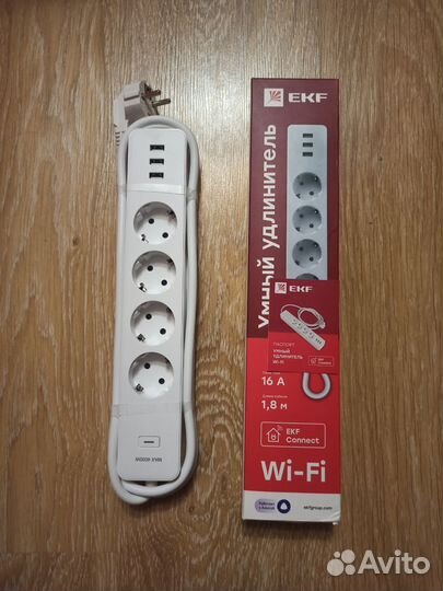 Умный удлинитель EKF Connect RCE-1-WF с USB, Wi-Fi