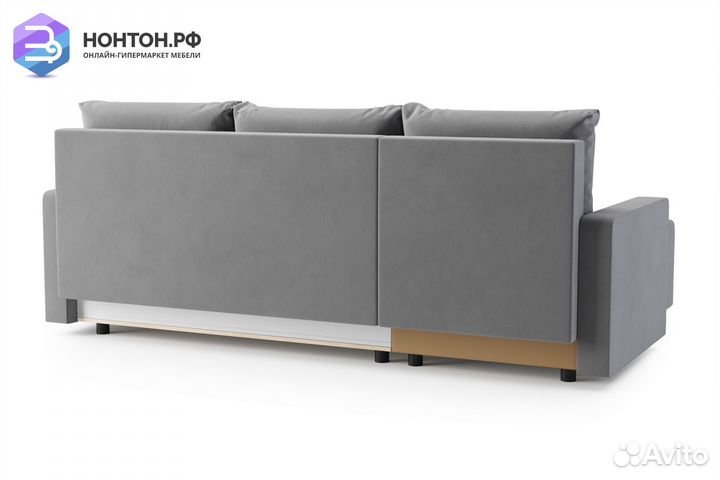 Диван угловой еврокнижка Мидгард темно-серый