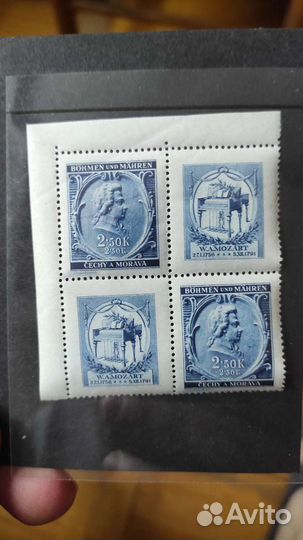 Марки Моцарт 1942г Богемия и Моравия