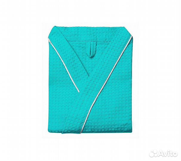 Халат вафельный Home One с кантом изумруд 52