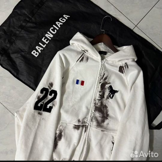 Зип Худи Balenciaga x Polo с эффектом грязи