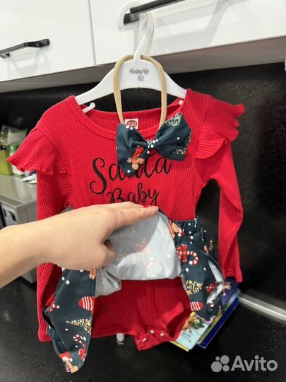 Новогоднее платье боди для девочки 86