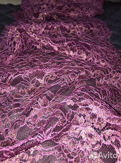 Кружево стрейч бордовый малиновый вишневый золото