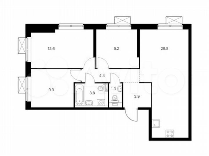 3-к. квартира, 72,6 м², 27/33 эт.