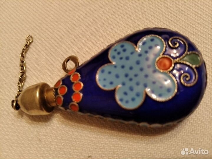 Флакон для духов винтаж (серебро, эмаль)