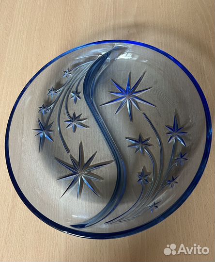 Салатник двухсекционный из цветного стекла