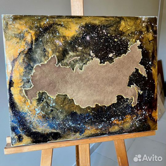 Картина-панно нефтью «Россия - нефть”