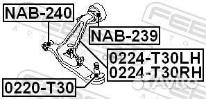 Рычаг подвески 0224-T30RH 0224-T30RH Febest