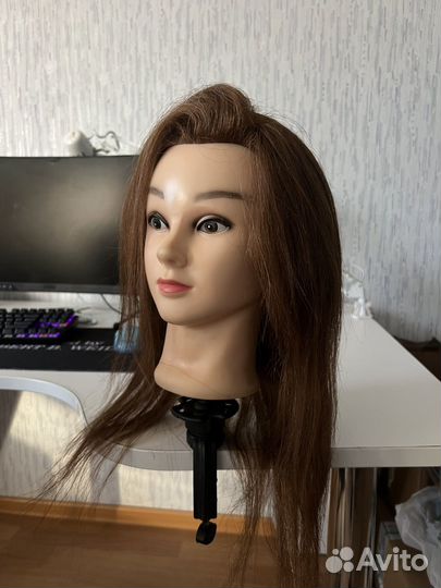 Голова манекен натуральные волосы + штатив