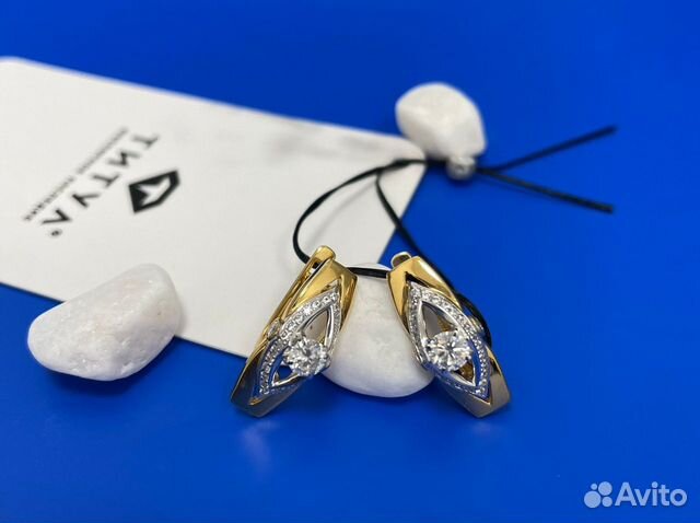 Серебряные (позолота) серьги с муассанитами купить в Москве | Личные ...