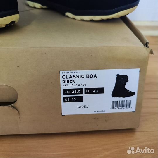 Сноубордические ботинки Head classic boa 43