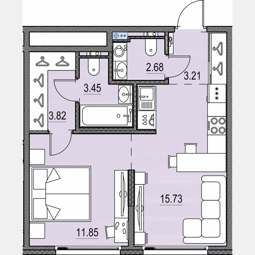 1-к. квартира, 40,8 м², 16/17 эт.