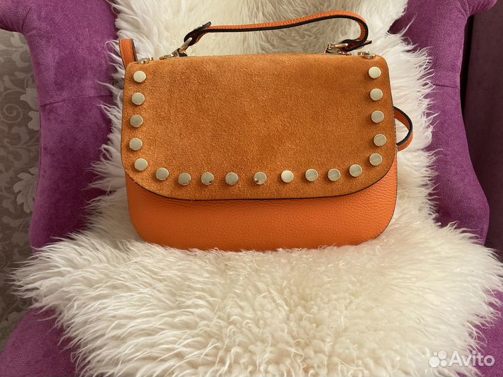 Новая кожаная с замшей женская сумка