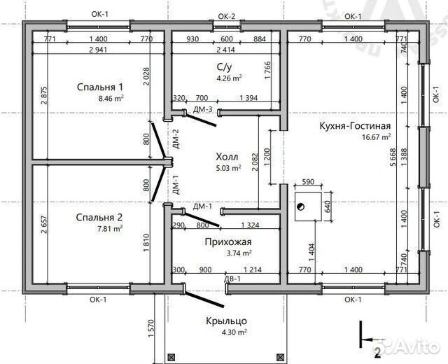 Каркасный дом под ключ 58м2 Сканди58