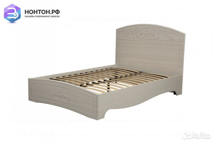 Кровать Каролина вудлайн кремовый / сандал белый