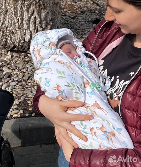 Конверт и кокон на выписку «крошка енот»