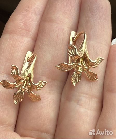 Золотые серьги СССР 583 пр