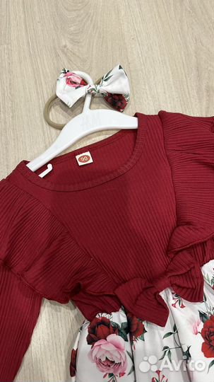 Новогоднее детское платье боди 80