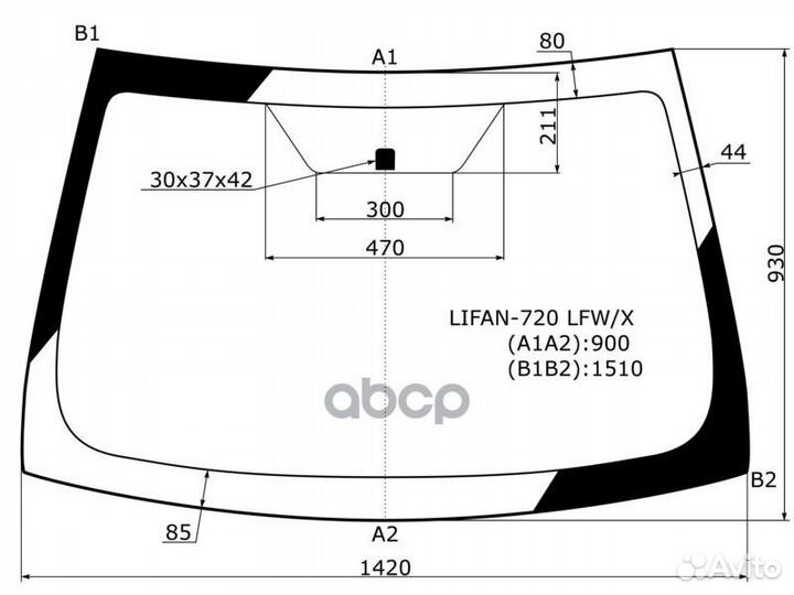 Стекло лобовое lifan cebrium 4D 13- lifan-720 L