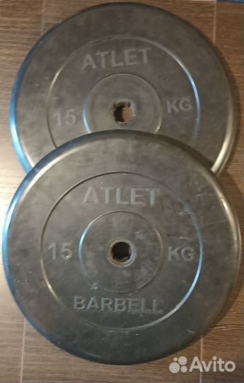 Диск / Блин для штанги MB barbell Атлет 15кг 2 шт
