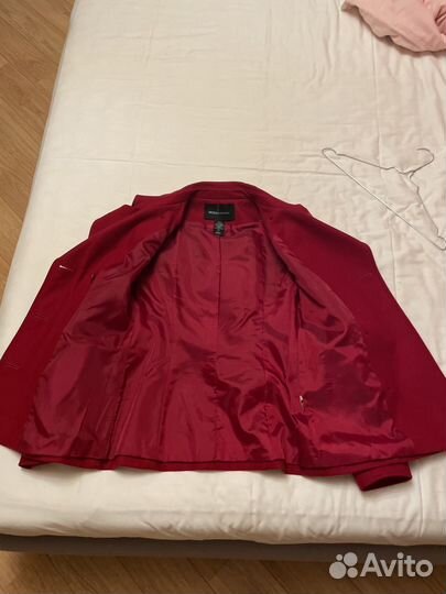 Полупальто осень весна красное б/у размер S