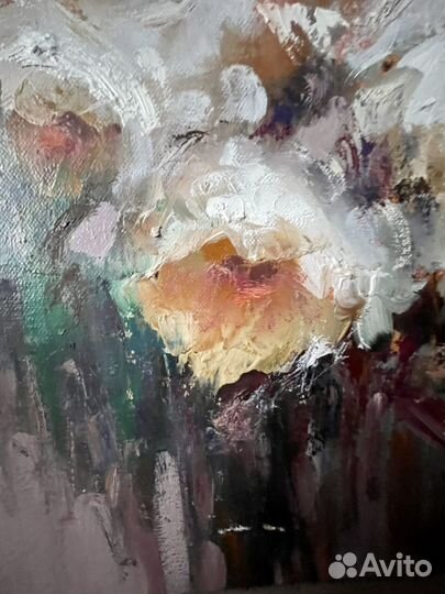 Букет роз картина маслом на холсте 40*40 см