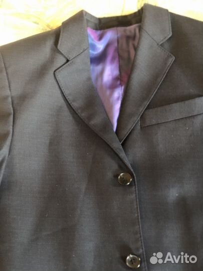 Костюм синий: пиджак и брюки, кардиган 152 рост