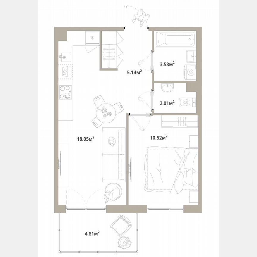 1-к. квартира, 40,7 м², 8/12 эт.