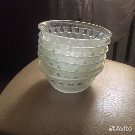 Тарелки миски глубокие 6 шт прозрачное стекло 17 с