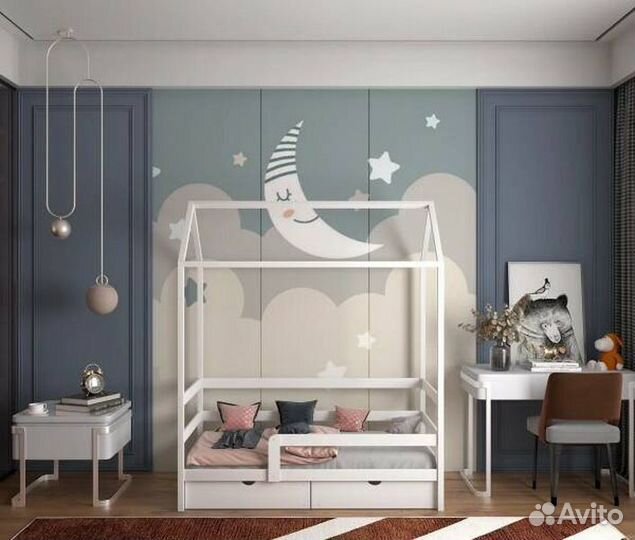 Кроватка домик от 2х лет берёза высокий борт