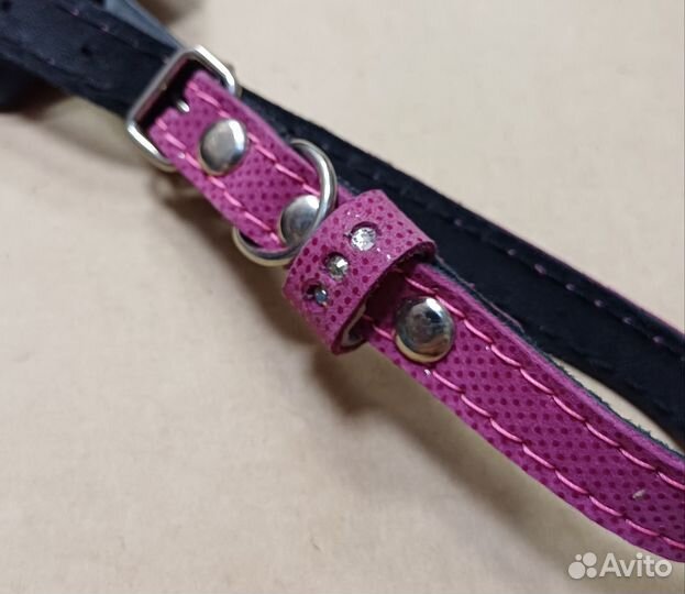 Ошейник кожаный со стразами