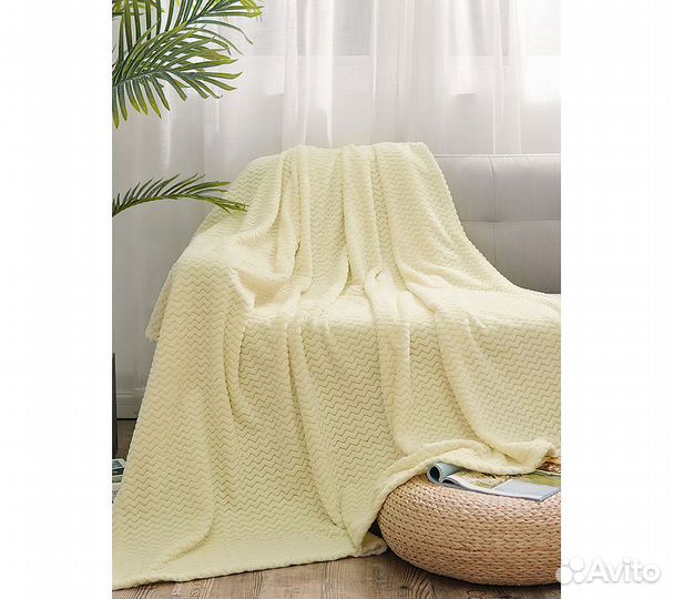 Плед GoodNight Велсофт 180х200, бледно-желтый