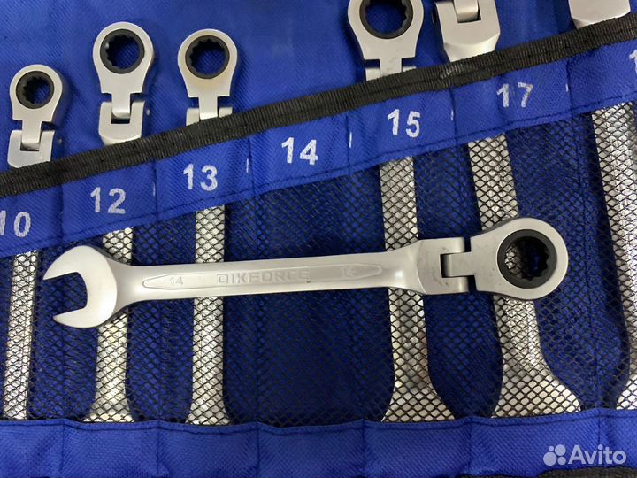 Набор ключей трещоточных с шарниром dikforce 6-22